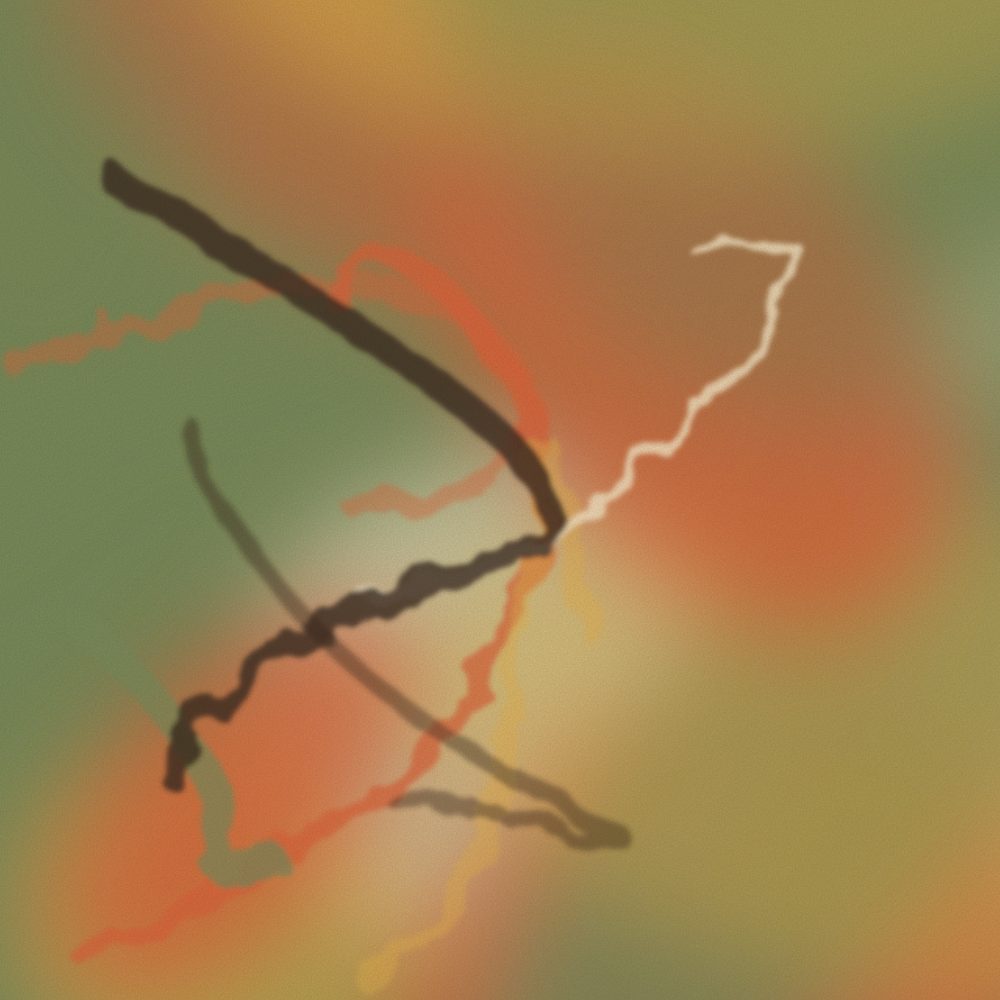 Saffron and coral marks on cream