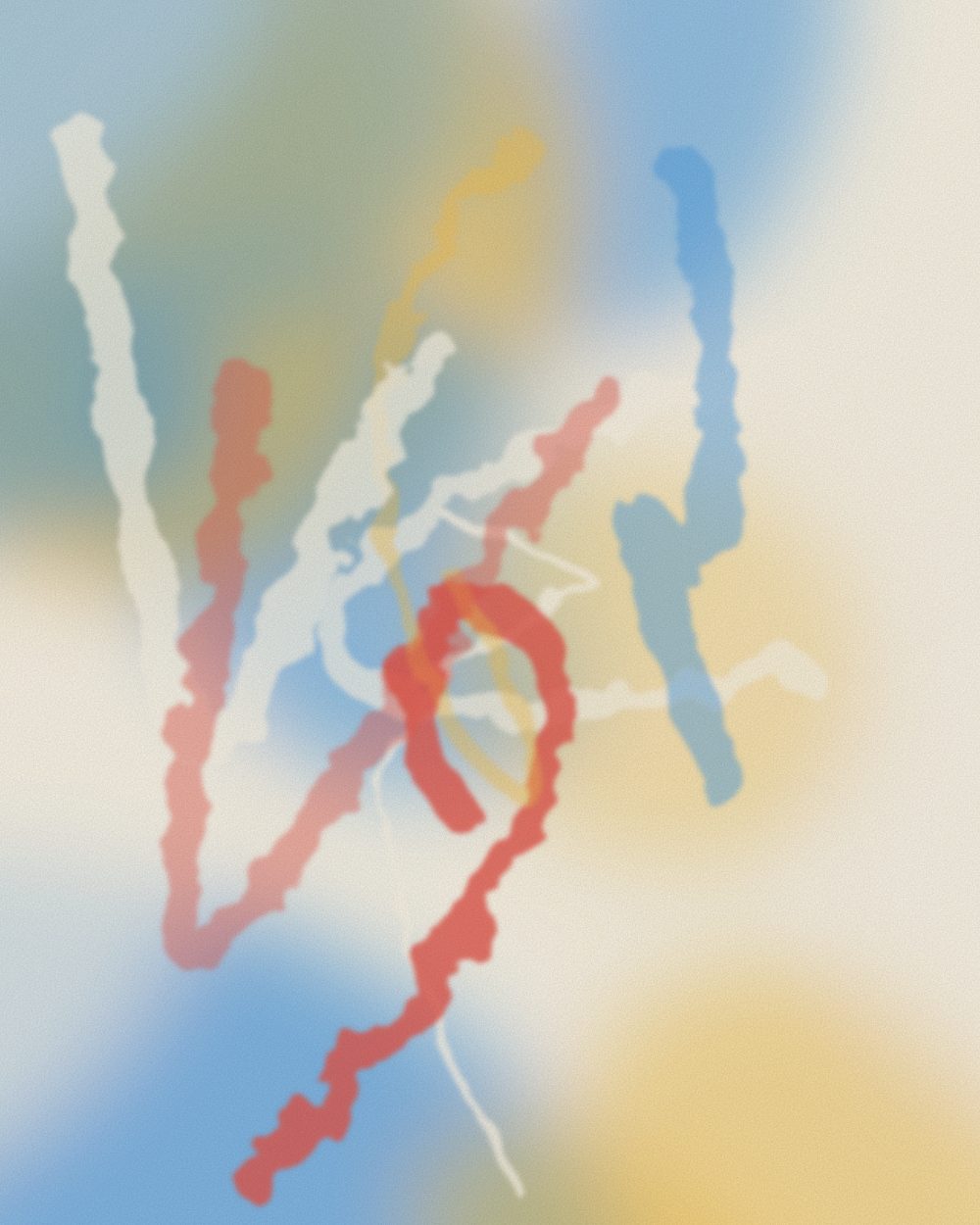 Bright primary colours, loose and playful